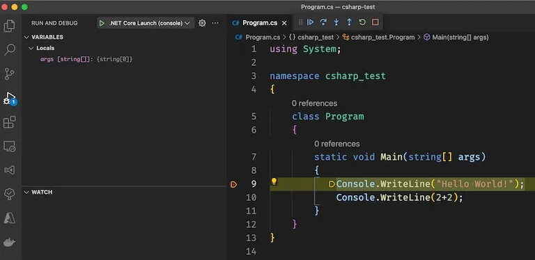 debugging image in vs code