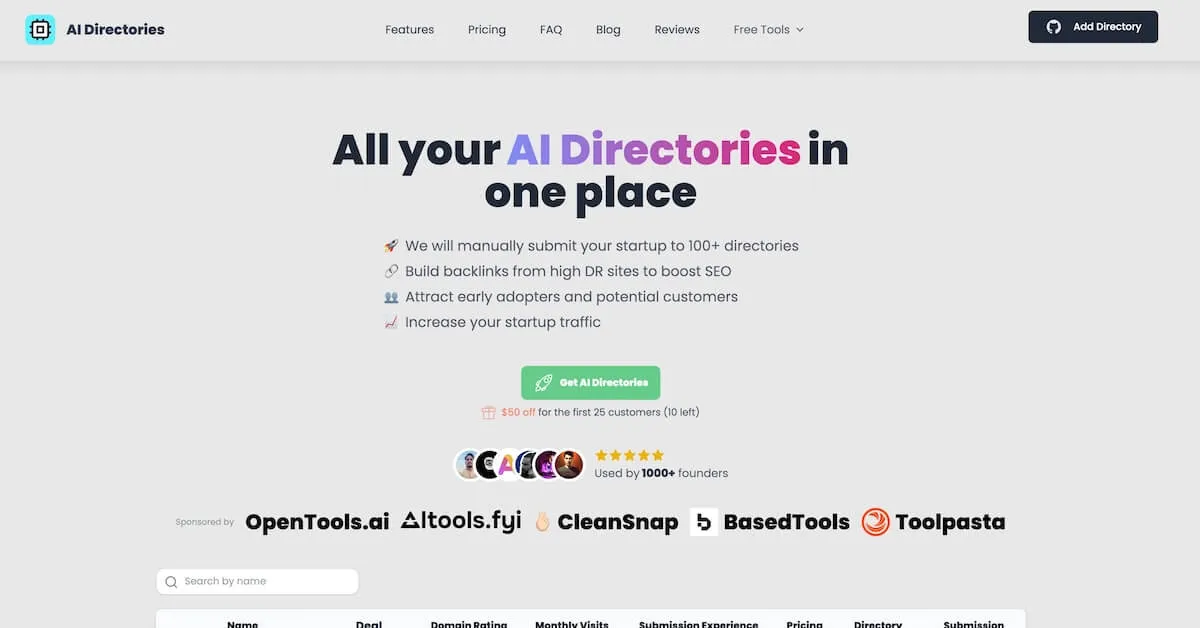 AI directories app screenshot