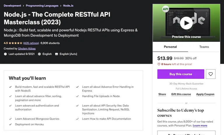 api udemy course