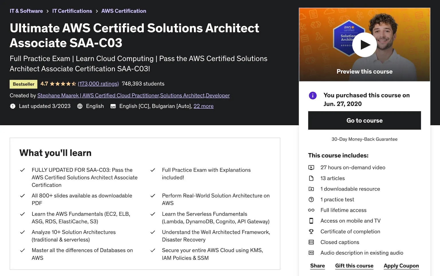 cloud udemy course