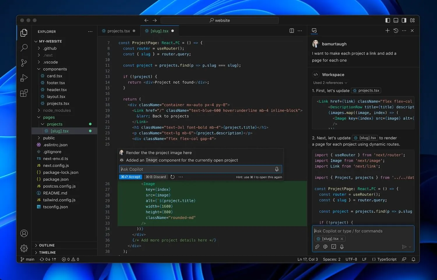 screenshot of vs code