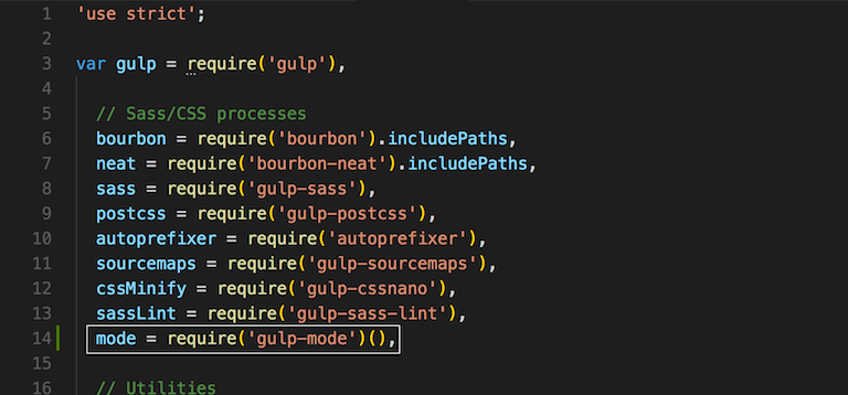 gulp tasks according to environment require gulp mode